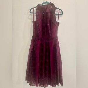 White House Black Market Elegant Purple & Black Snakeskin Print Sleeveless Dress